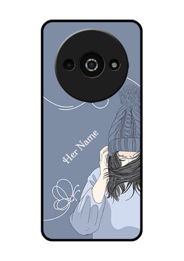 Xiaomi Redmi A3 Custom Glass Phone Case - Girl In Winter Outfit Design