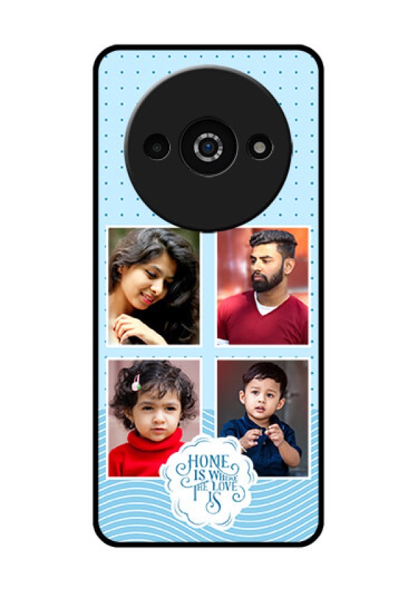 Xiaomi Redmi A3 Custom Glass Phone Case - Cute Love Quote With 4 Pic Upload Design