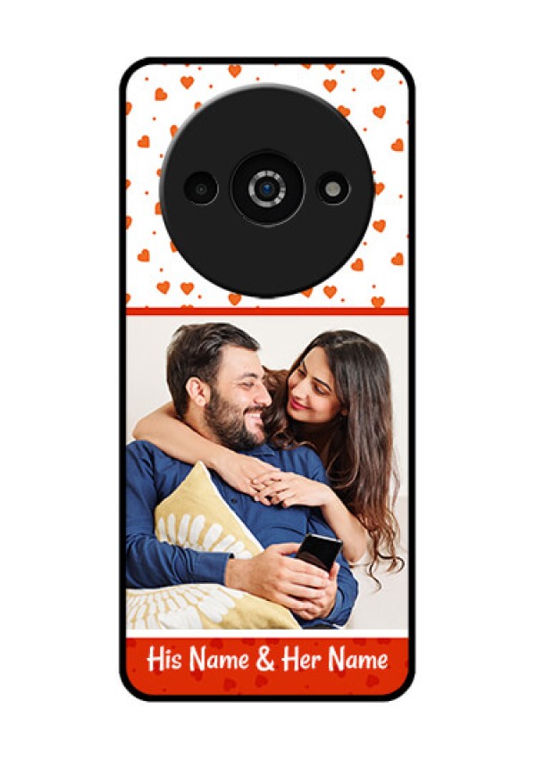 Redmi A3X Custom Glass Phone Case - Orange Love Symbol Design