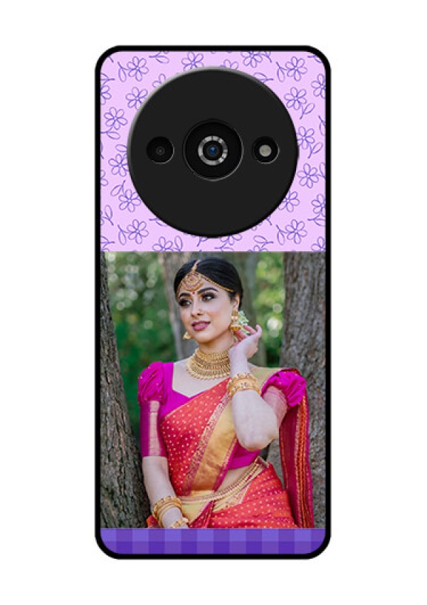Redmi A3X Custom Glass Phone Case - Purple Floral Design