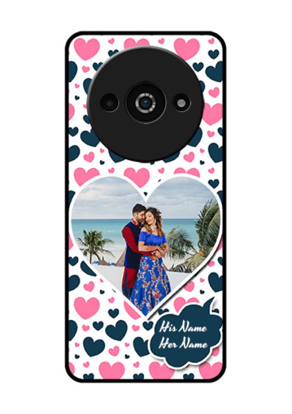 Redmi A3X Custom Glass Phone Case - Pink and Blue Heart Design