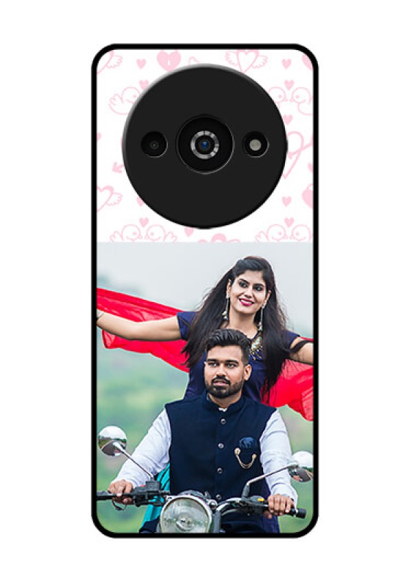 Redmi A3X Custom Glass Phone Case - Pink Flying Heart Design
