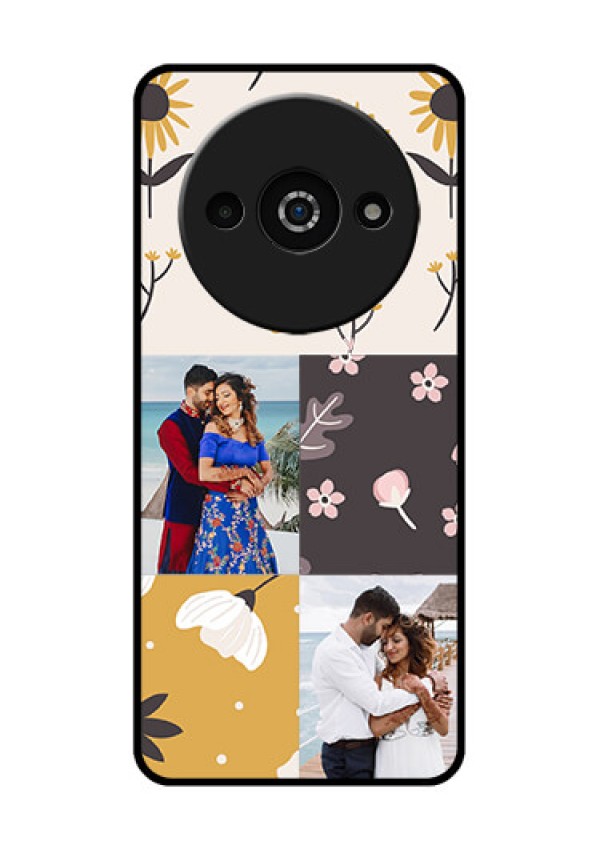 Redmi A3X Custom Glass Phone Case - 3 Images With Floral Design