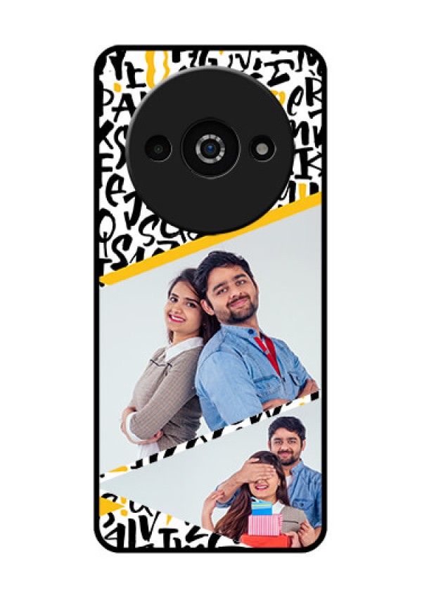 Redmi A3X Custom Glass Phone Case - Letters Pattern Design