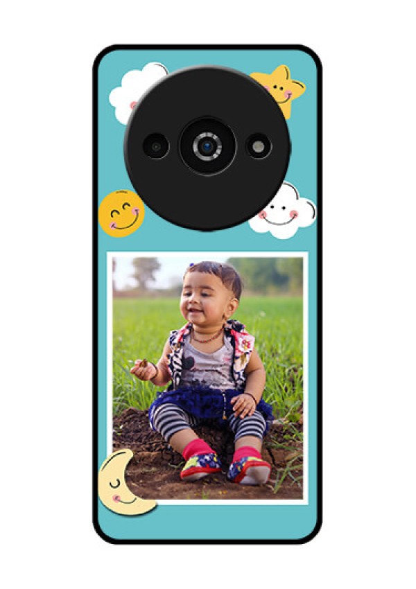 Redmi A3X Custom Glass Phone Case - Smiley Kids Stars Design