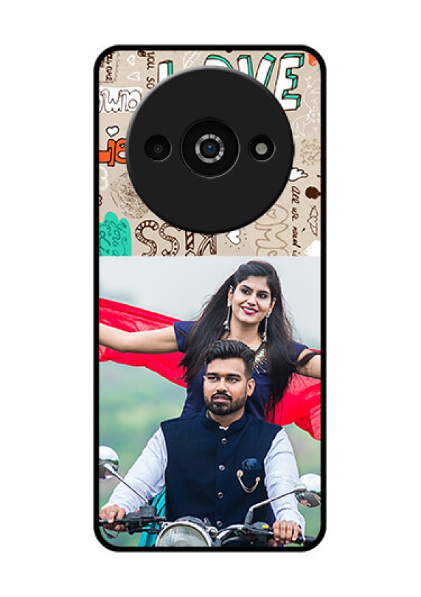 Redmi A3X Custom Glass Phone Case - Love Doodle Pattern