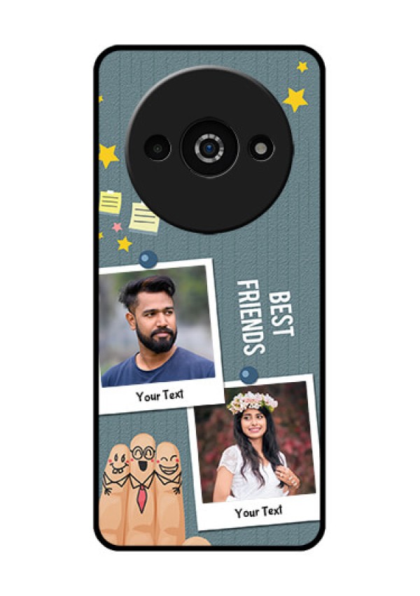 Redmi A3X Custom Glass Phone Case - Sticky Frames And Friendship Design