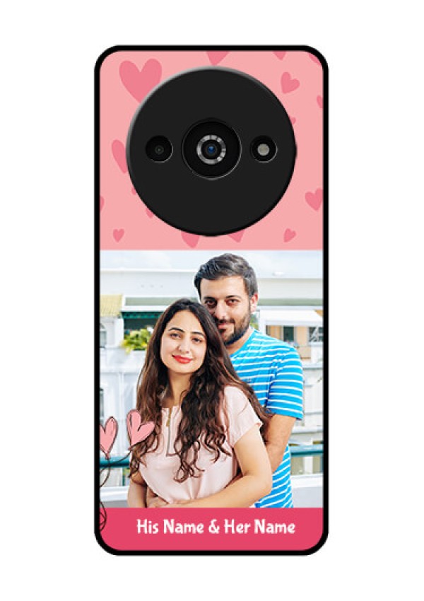 Redmi A3X Custom Glass Phone Case - Love Design Peach Color