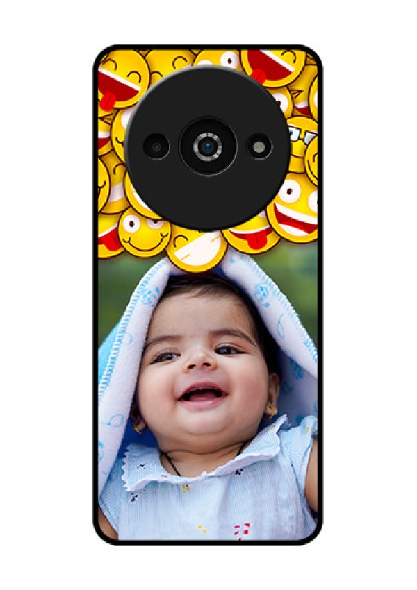 Redmi A3X Custom Glass Phone Case - With Smiley Emoji Design