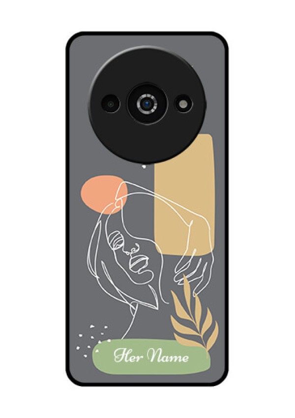 Redmi A3X Custom Glass Phone Case - Gazing Woman Line Art Design