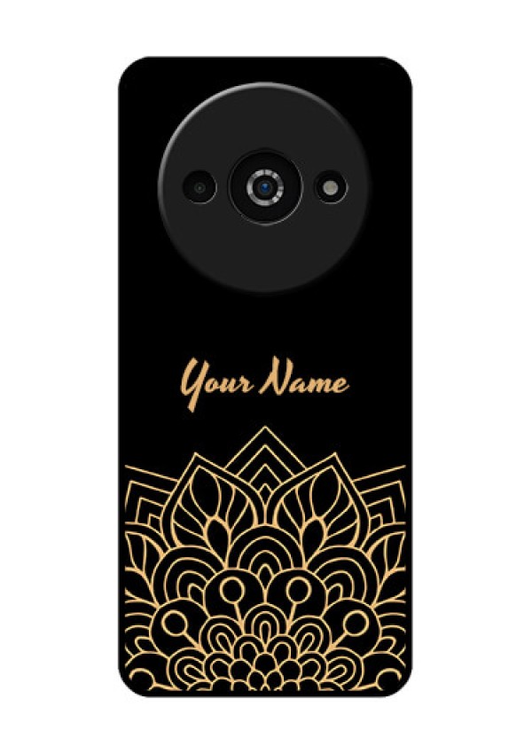 Redmi A3X Custom Glass Phone Case - Golden Mandala Design
