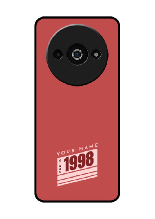 Redmi A3X Custom Glass Phone Case - Red Custom Year Of Birth Design
