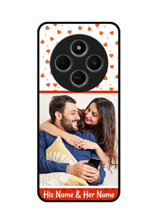 redmi A4 5G Custom Glass Phone Case - Orange Love Symbol Design