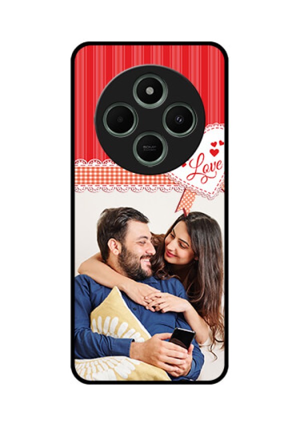 redmi A4 5G Custom Glass Phone Case - Red Love Pattern Design