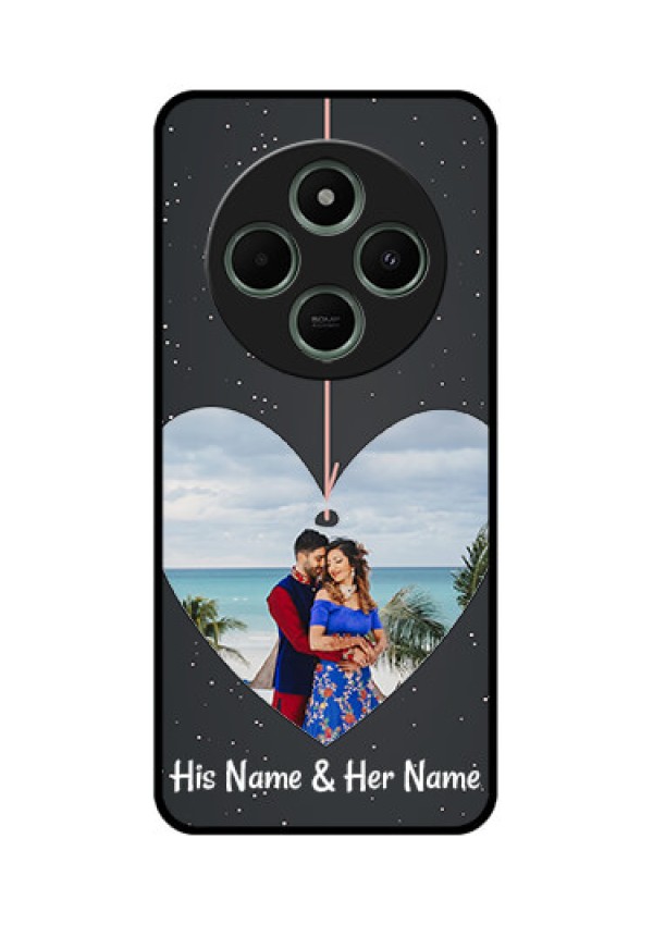 redmi A4 5G Custom Glass Phone Case - Hanging Heart Design