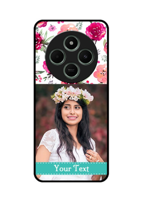 redmi A4 5G Custom Glass Phone Case - Water Colors Floral Design