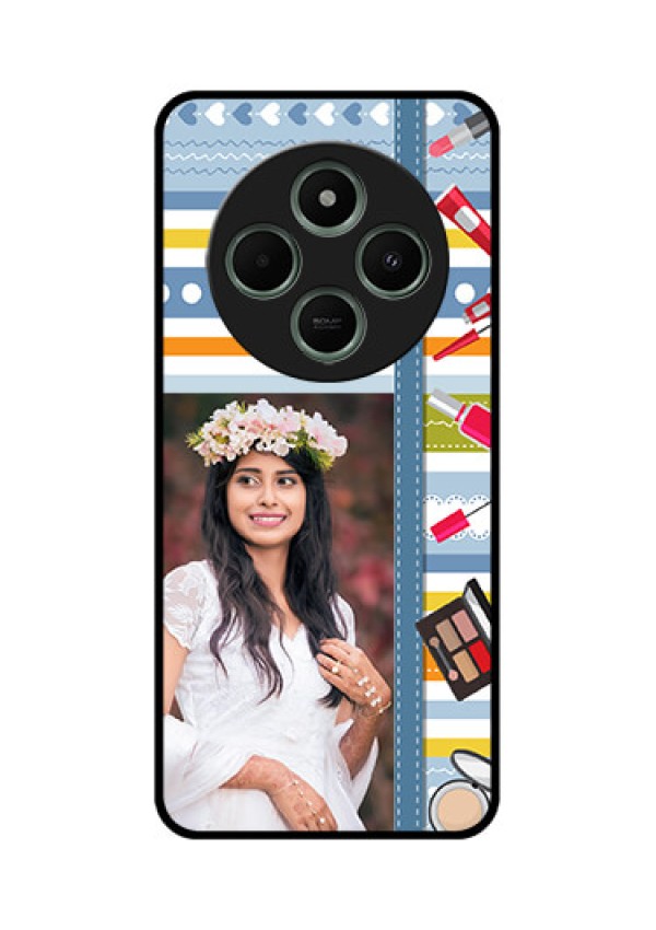 redmi A4 5G Custom Glass Phone Case - Makeup Icons Design