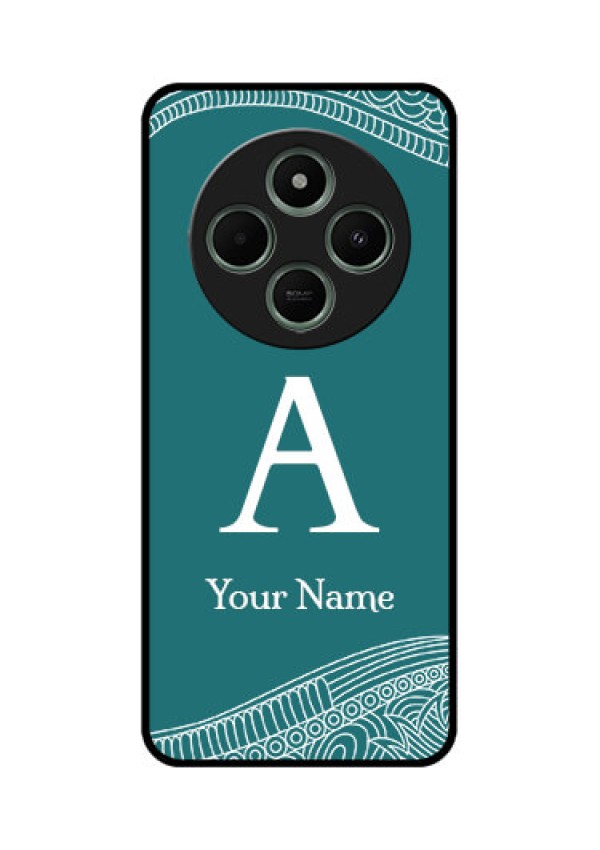 redmi A4 5G Custom Glass Phone Case - Line Art Pattern With Custom Name Design