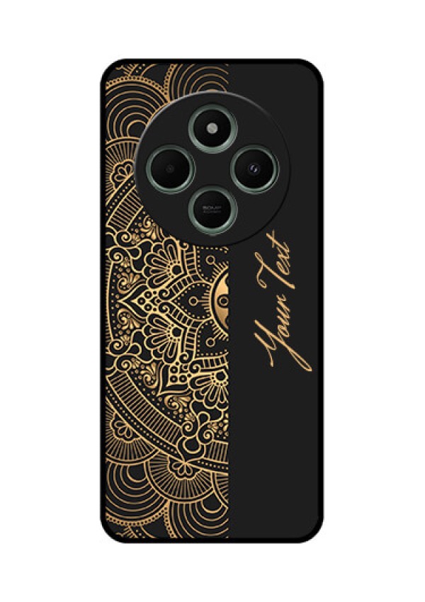 redmi A4 5G Custom Glass Phone Case - Mandala Art With Custom Text Design