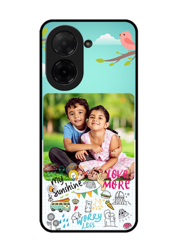 Xiaomi Redmi A5 Custom Glass Phone Case - Doodle Love Design