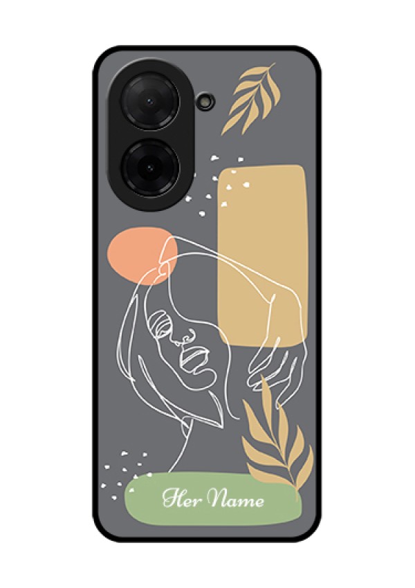 Xiaomi Redmi A5 Custom Glass Phone Case - Gazing Woman Line Art Design