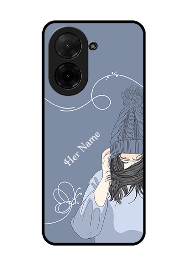 Xiaomi Redmi A5 Custom Glass Phone Case - Girl In Winter Outfit Design
