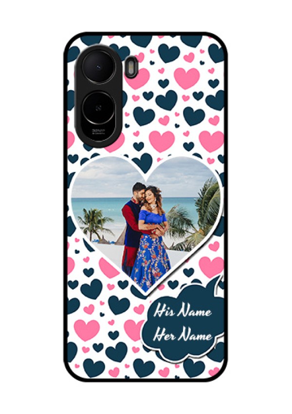 Xiaomi Redmi A7 Pro Custom Glass Phone Case - Pink & Blue Heart Design