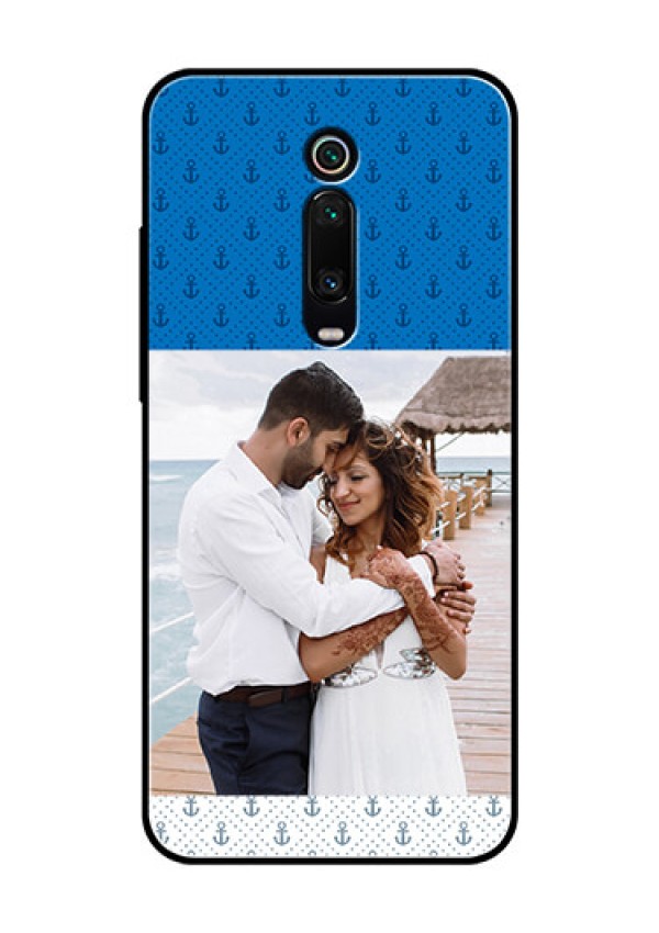 Redmi K20 Pro Photo Printing on Glass Case  - Blue Anchors Design
