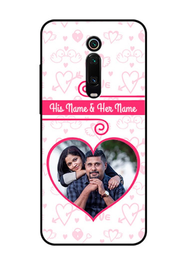 Redmi K20 Pro Personalized Glass Phone Case  - Heart Shape Love Design