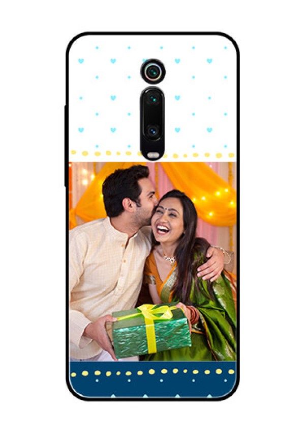 Redmi K20 Pro Personalized Glass Phone Case  - White and Blue Abstract Design
