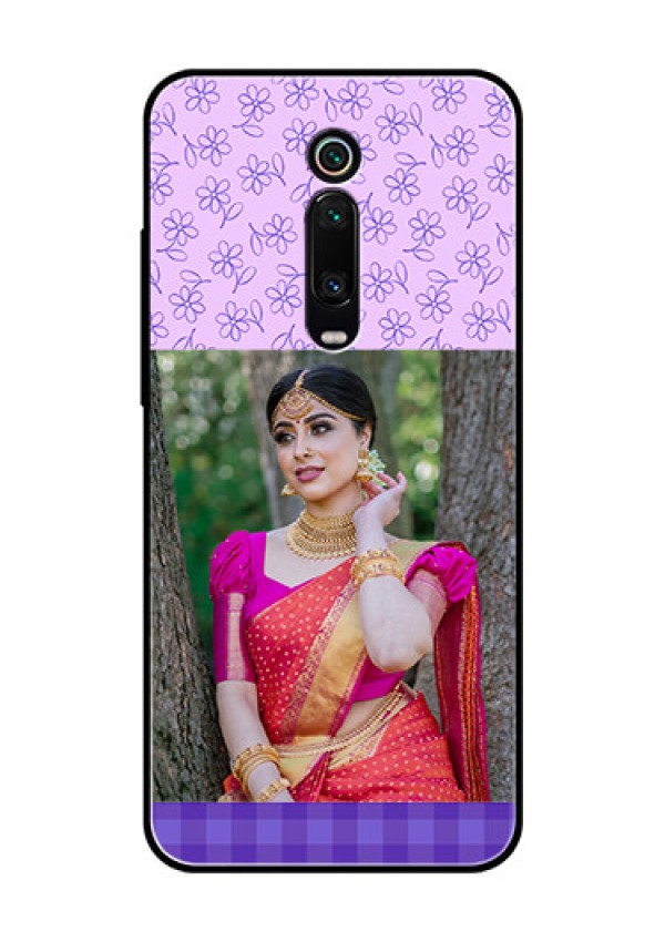 Redmi K20 Pro Custom Glass Phone Case  - Purple Floral Design