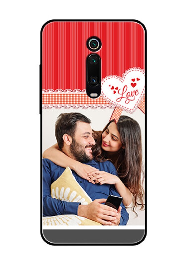 Redmi K20 Pro Custom Glass Mobile Case  - Red Love Pattern Design