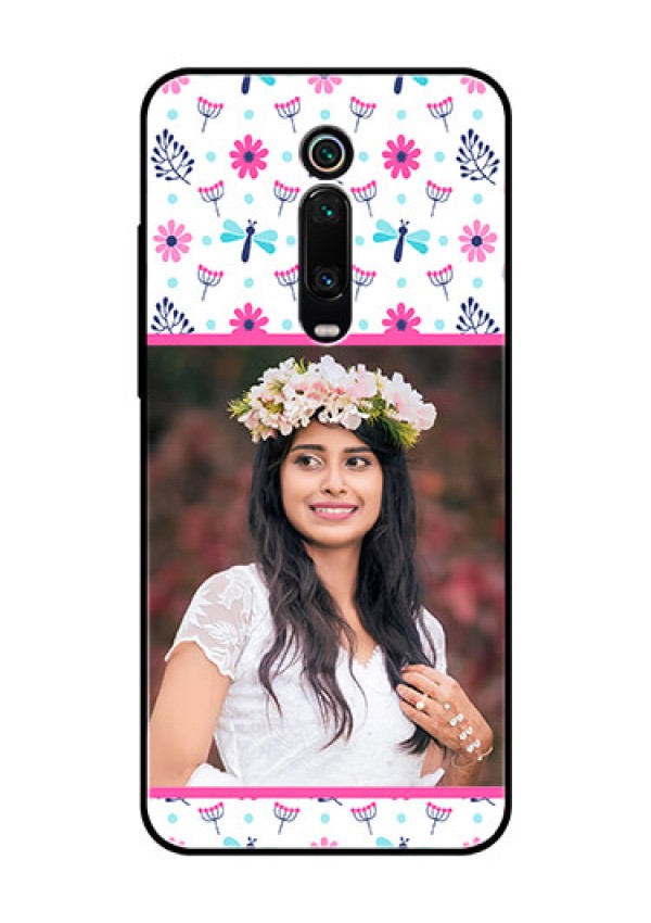 Redmi K20 Pro Photo Printing on Glass Case  - Colorful Flower Design