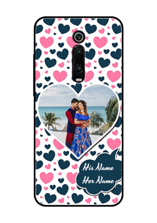 Redmi K20 Pro Custom Glass Phone Case  - Pink & Blue Heart Design