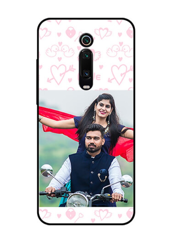 Redmi K20 Pro Custom Glass Mobile Case  - Pink Flying Heart Design