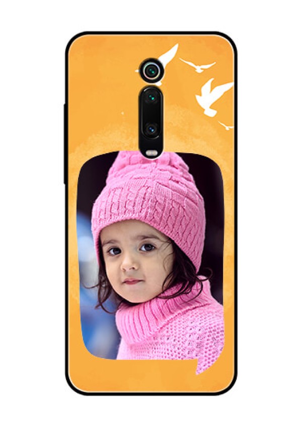 Redmi K20 Pro Personalized Glass Phone Case  - Water Color Design with Bird Icons
