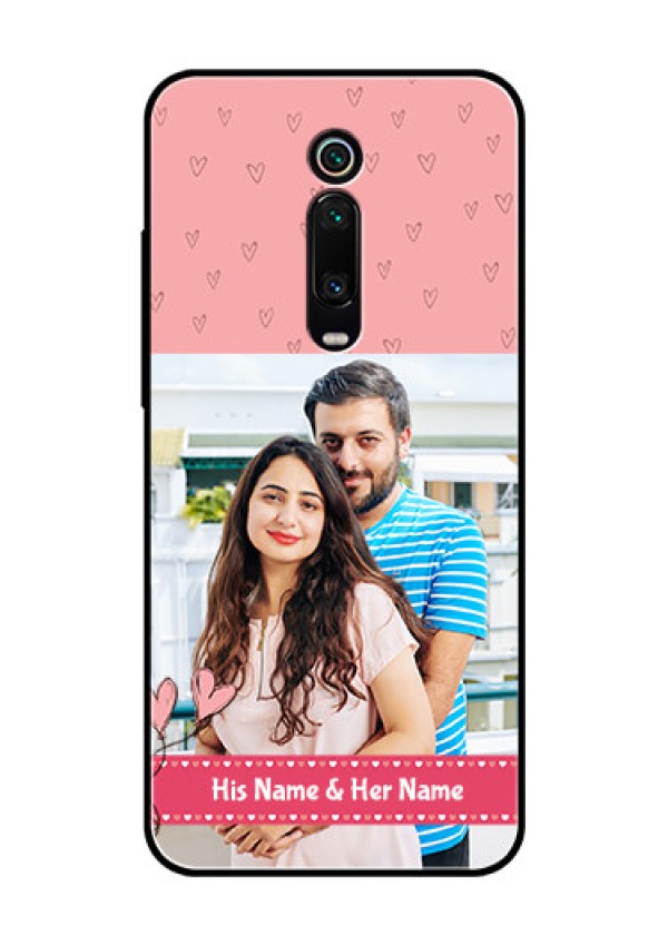 Redmi K20 Pro Personalized Glass Phone Case  - Love Design Peach Color