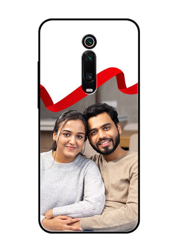 Redmi K20 Pro Photo Printing on Glass Case  - Red Ribbon Frame Design
