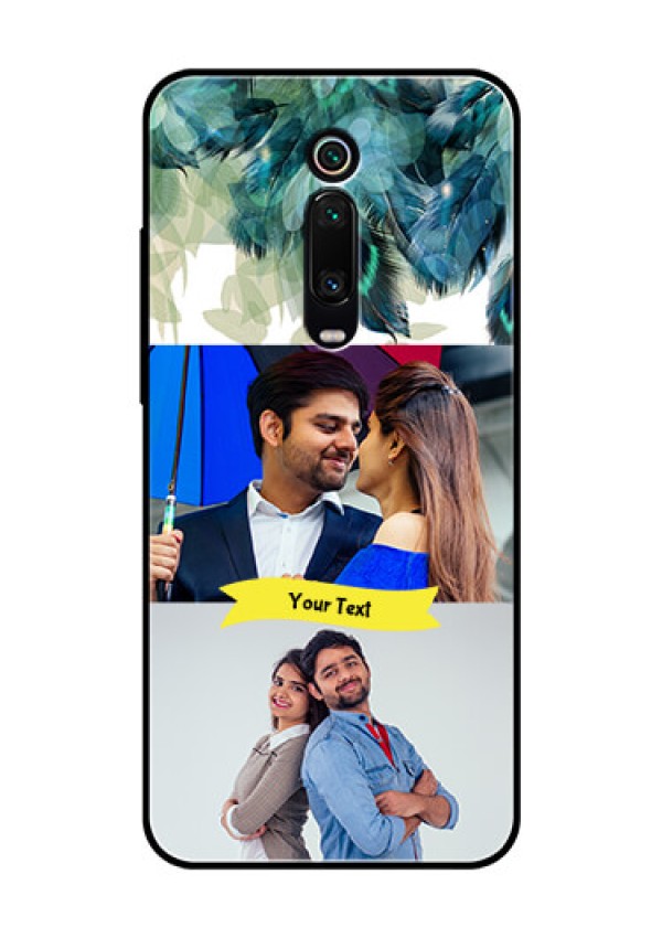 Redmi K20 Pro Personalized Glass Phone Case  - Image with Boho Peacock Feather Design