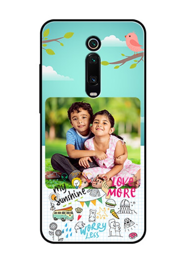 Redmi K20 Pro Photo Printing on Glass Case  - Doodle love Design