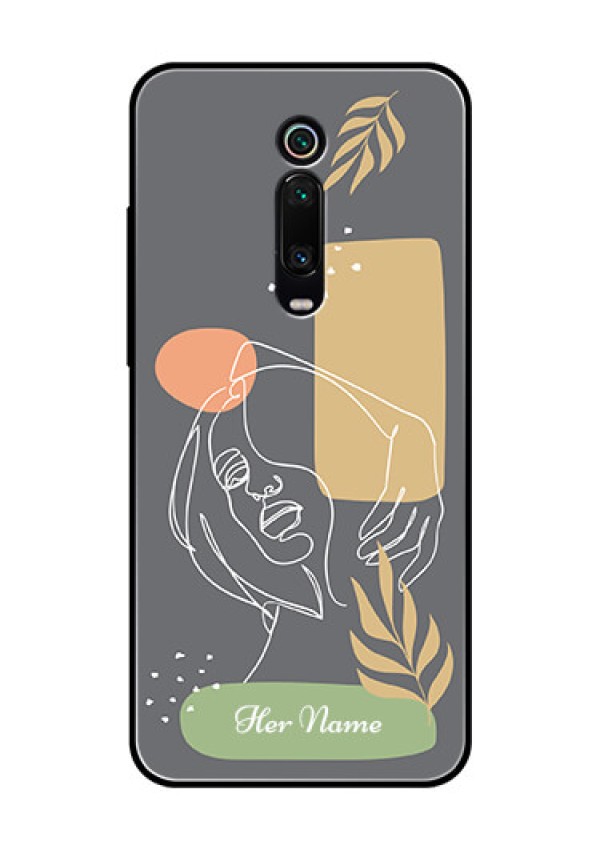 Xiaomi Redmi K20 Pro Custom Glass Phone Case - Gazing Woman line art Design
