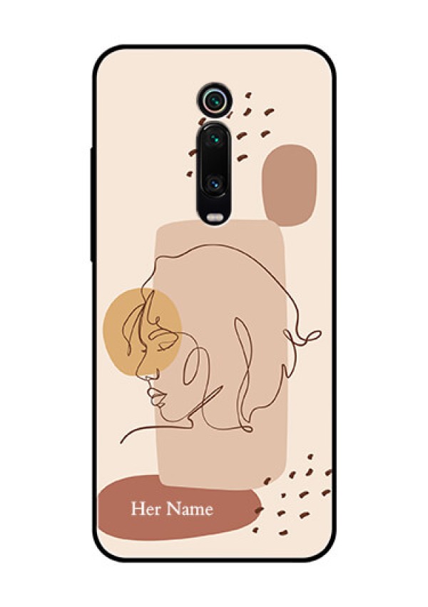 Xiaomi Redmi K20 Pro Photo Printing on Glass Case - Calm Woman line art Design
