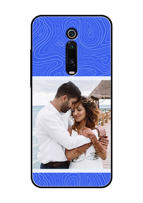 Xiaomi Redmi K20 Pro Custom Glass Mobile Case - Curved line art with blue and white Design