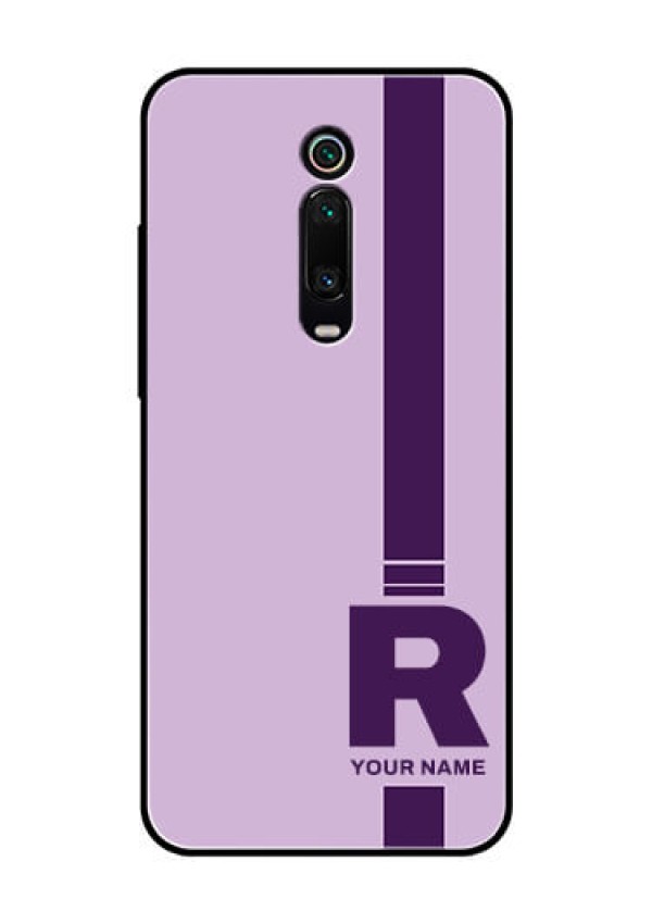 Xiaomi Redmi K20 Pro Photo Printing on Glass Case - Simple dual tone stripe with name Design