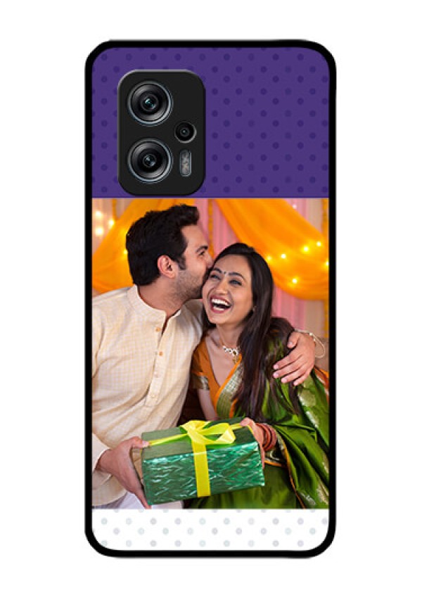 Redmi K50i 5G Personalized Glass Phone Case - Violet Pattern Design