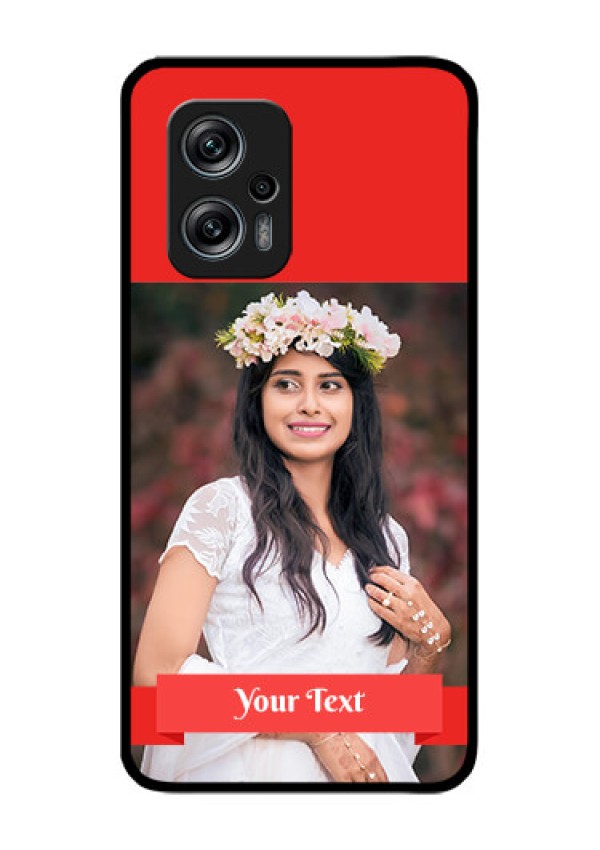 Redmi K50i 5G Custom Glass Phone Case - Simple Red Color Design