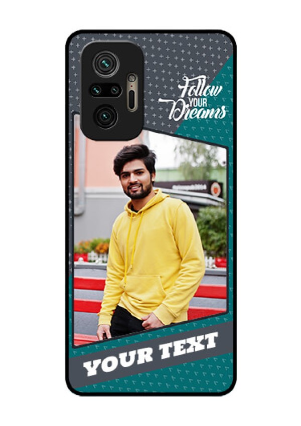 Redmi Note 10 Pro Max Personalized Glass Phone Case - Background Pattern Design with Quote