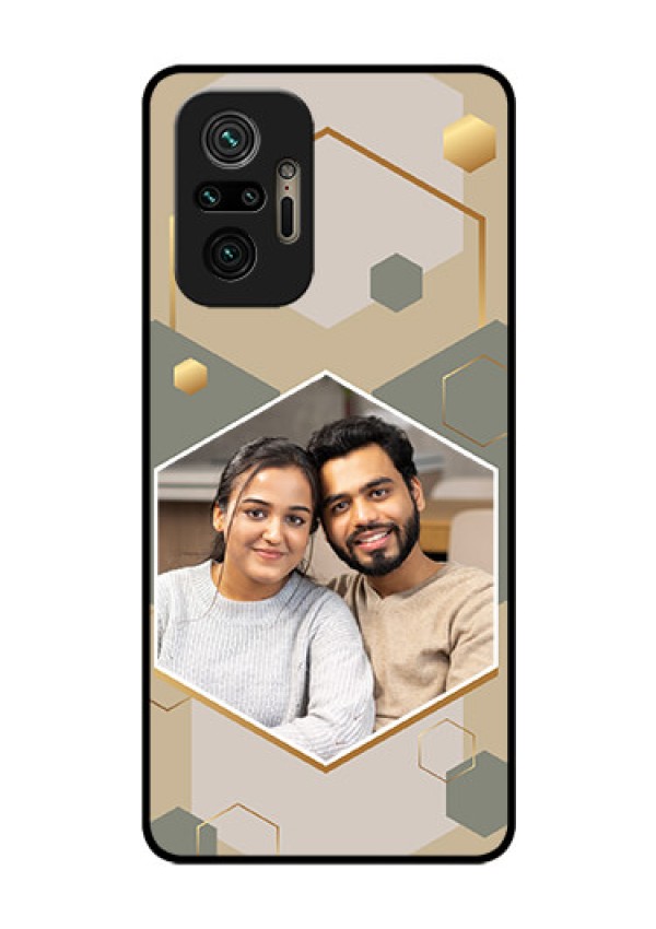 Xiaomi Redmi Note 10 Pro Max Photo Printing on Glass Case - Stylish Hexagon Pattern Design
