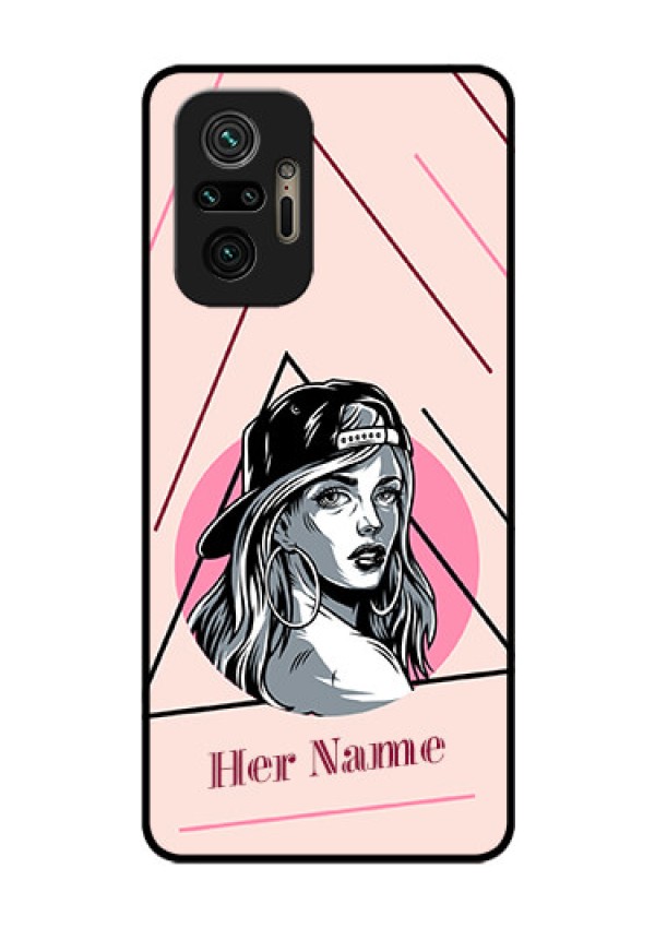 Xiaomi Redmi Note 10 Pro Max Personalized Glass Phone Case - Rockstar Girl Design
