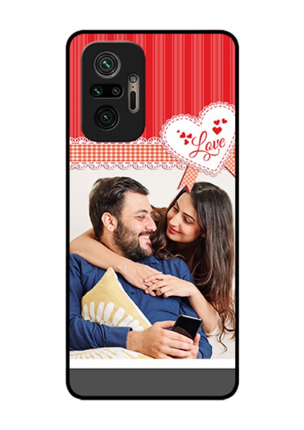 Redmi Note 10 Pro Custom Glass Mobile Case - Red Love Pattern Design